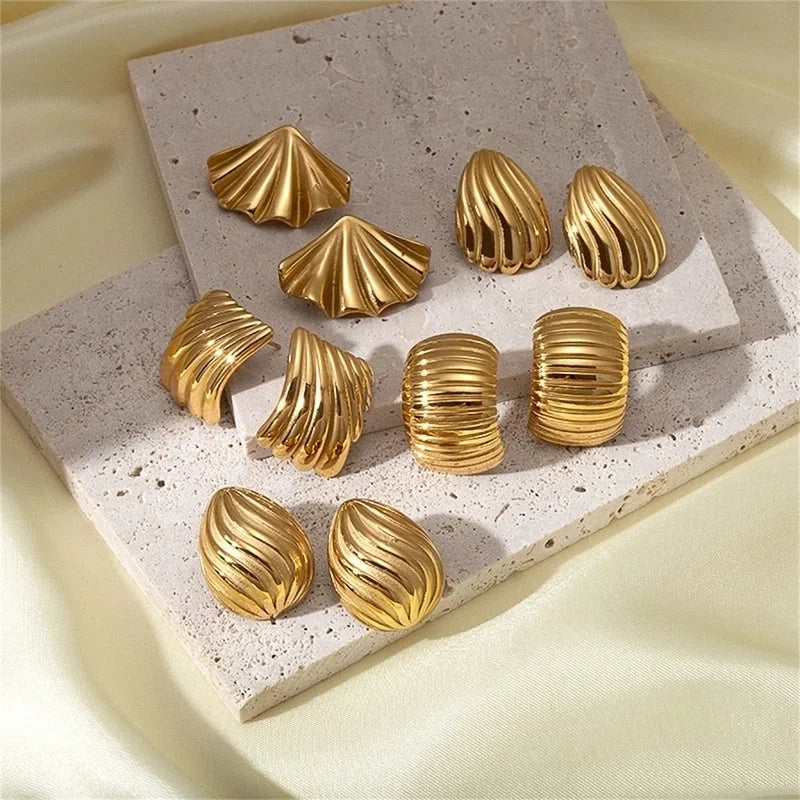1 Pair Beach Minimalist Rhombus Plating 304 Stainless Steel 18K Gold Plated Ear Studs