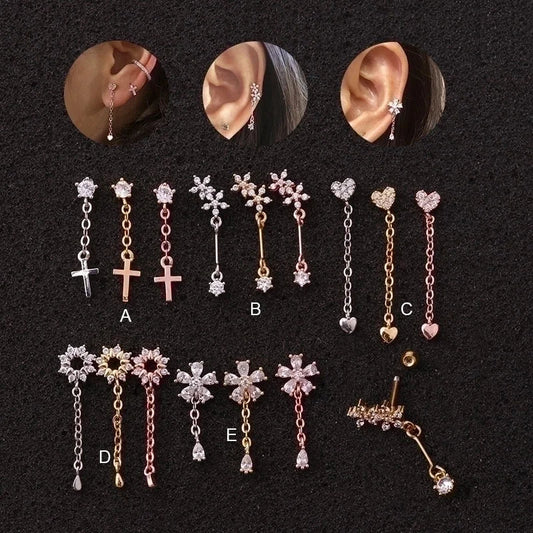 Ear Cartilage Rings & Studs Flower 316L Stainless Steel Copper Zircon