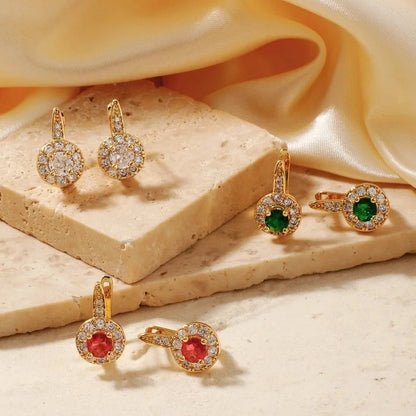 1 Pair Glam Shiny Korean Style Round Inlay Copper Zircon K Gold Plated Rhodium Plated Ear Clip