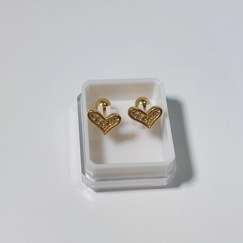 1 Pair Sweet Cross Heart Shape Snowflake Plating 304 Stainless Steel Titanium Steel 18K Gold Plated Cartilage Earrings