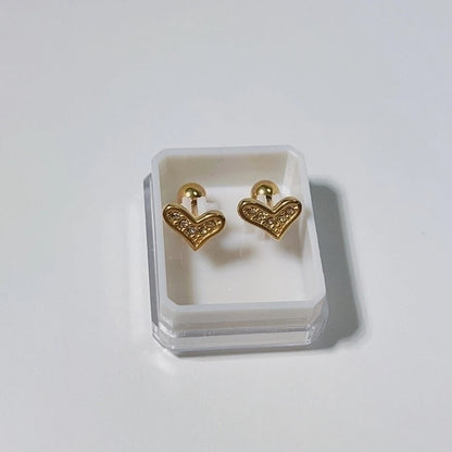 1 Pair Sweet Cross Heart Shape Snowflake Plating 304 Stainless Steel Titanium Steel 18K Gold Plated Cartilage Earrings