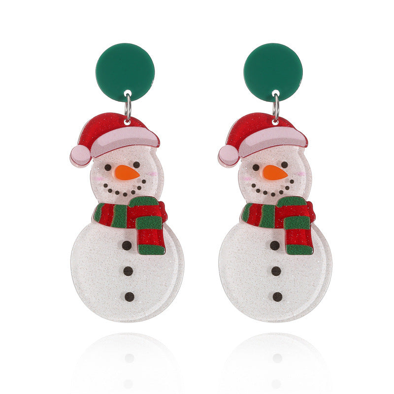 Christmas Earrings Christmas Old Man Bell Snowman Earrings Studs
