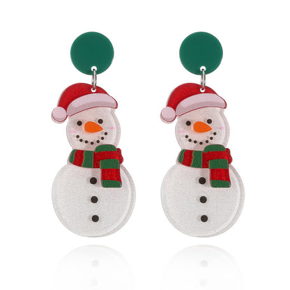 Christmas Earrings Christmas Old Man Bell Snowman Earrings Studs