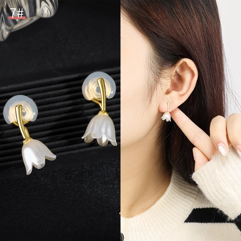 Mosquito Incense Plate Ear Clip Women's Ear Holes Exquisite Pearl Earrings Advanced Hong Kong Style Retro Niche Light Luxury Earrings