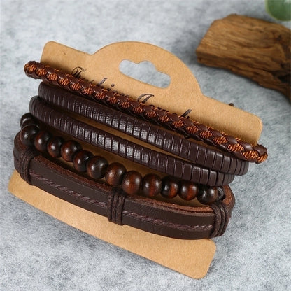 Casual Punk Cool Style Leaf Skull Pu Leather Alloy Halloween Men's Bracelets