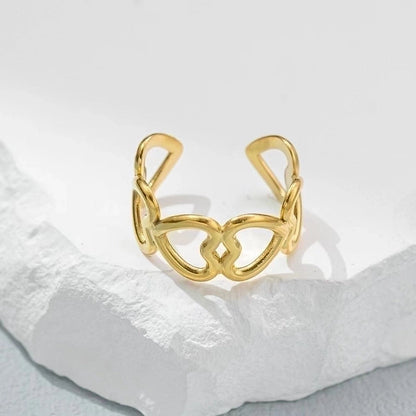 Retro Geometric Stainless Steel Gold Plated Plating Open Rings