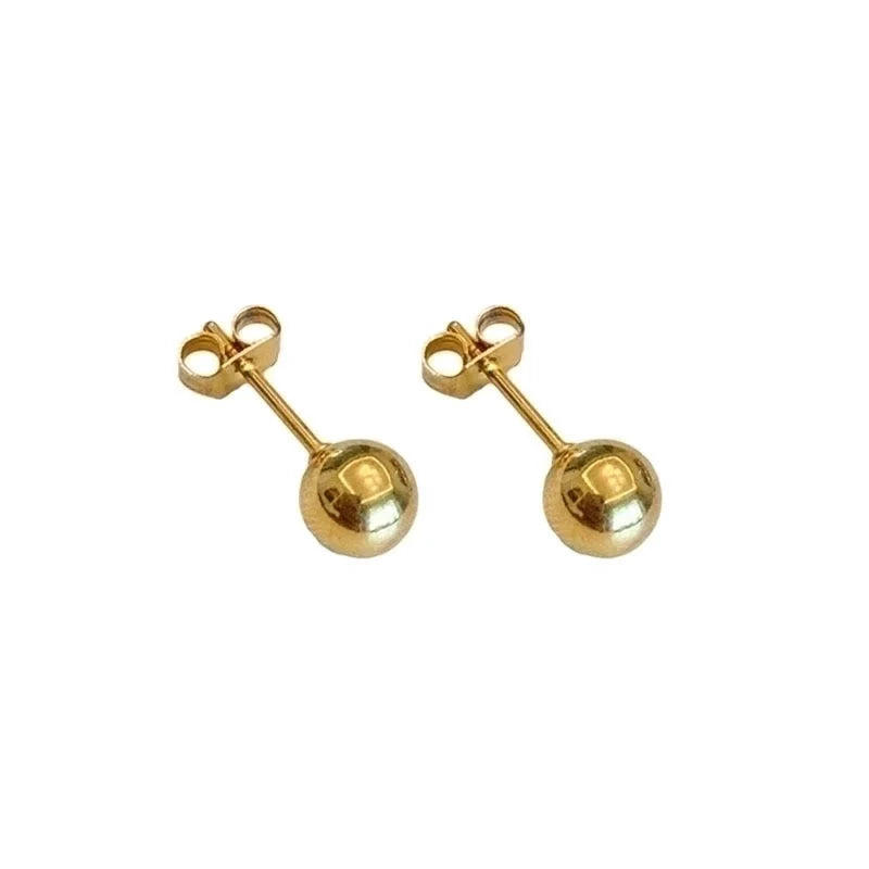 1 Pair Minimalist Ball Titanium Steel Titanium Steel 18K Gold Plated Ear Studs