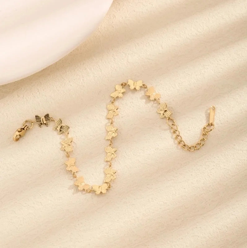 Vintage Style Minimalist Roman Numeral Butterfly 304 Stainless Steel Bracelets In Bulk