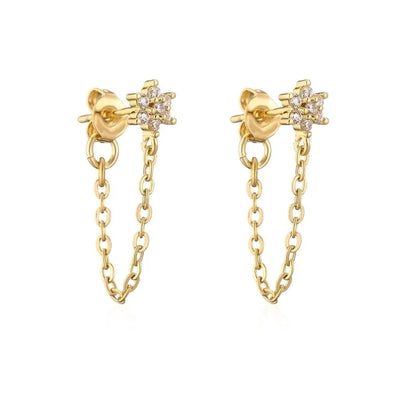 Fashion Flower Copper Ear Studs Flowers Artificial Gemstones Copper Earrings