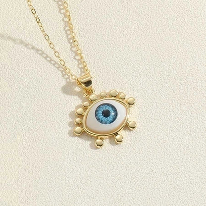 Vintage Style Minimalist Commute Sun Copper Plating Inlay Resin Zircon 14k Gold Plated Pendant Necklace