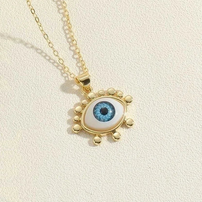 Vintage Style Minimalist Commute Sun Copper Plating Inlay Resin Zircon 14k Gold Plated Pendant Necklace