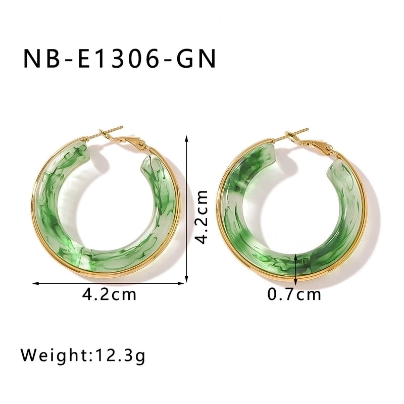 1 Pair Elegant Minimalist Classic Style Circle Multicolor Simple Plating 304 Stainless Steel 18K Gold Plated Earrings