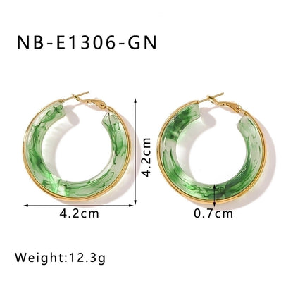 1 Pair Elegant Minimalist Classic Style Circle Multicolor Simple Plating 304 Stainless Steel 18K Gold Plated Earrings