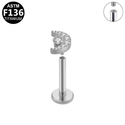 1 Piece Ear Cartilage Rings & Studs Elegant Heart Shape Pure Titanium Titanium Alloy Plating Zircon 14K Gold Plated White Gold Plated Lip Rings Ear Cartilage Rings & Studs