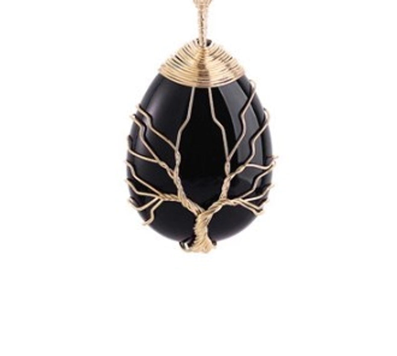 Retro Tree Water Droplets Natural Stone Crystal Charms