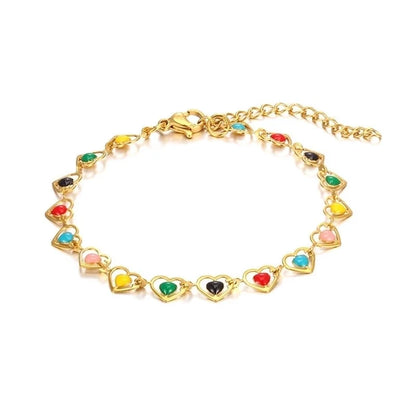 Titanium Steel Minimalist Classic Style Inlay Heart Shape Turquoise Bracelets