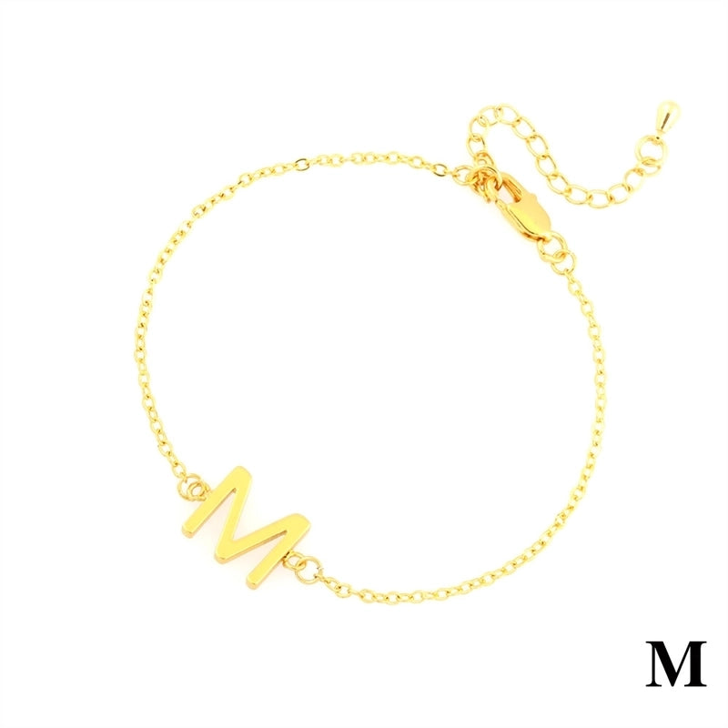 Minimalist Letter Copper Plating 18k Gold Plated Bracelets