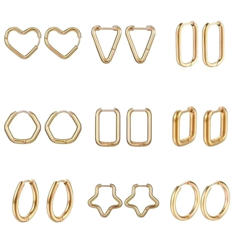 1 Piece Fashion Square Plating 201 Stainless Steel 18K Gold Plated Earrings