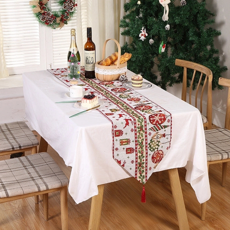Christmas Christmas Tree Santa Claus Elk Polyester Christmas Tablecloth