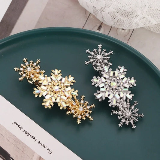 Christmas Minimalist Women's Snowflake Alloy Inlay Zircon Hair Clip