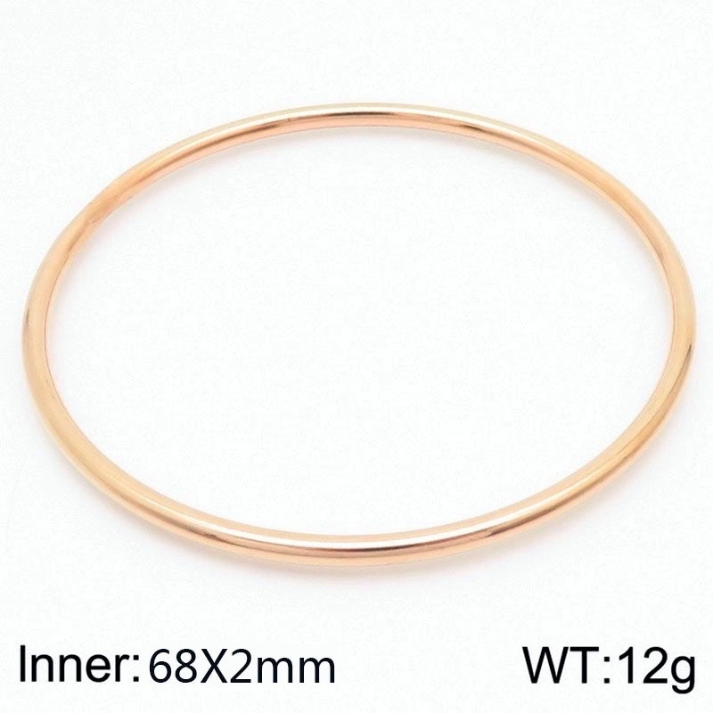 304 Stainless Steel 18K Gold Plated Minimalist Round Solid Color Bangle