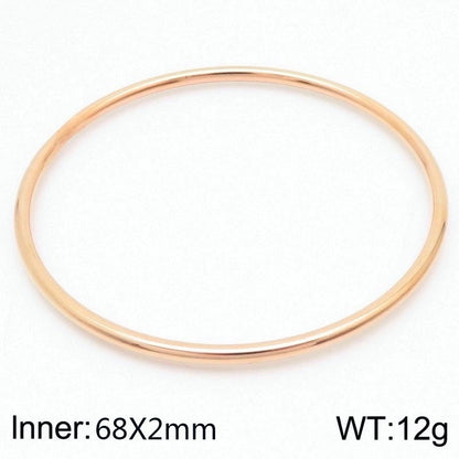 304 Stainless Steel 18K Gold Plated Minimalist Round Solid Color Bangle