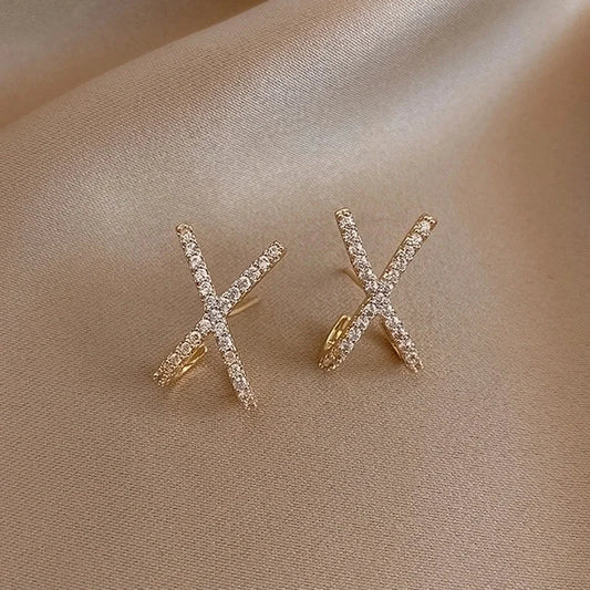 1 Pair Shiny Letter Stainless Steel Plating Inlay Zircon Gold Plated Ear Studs