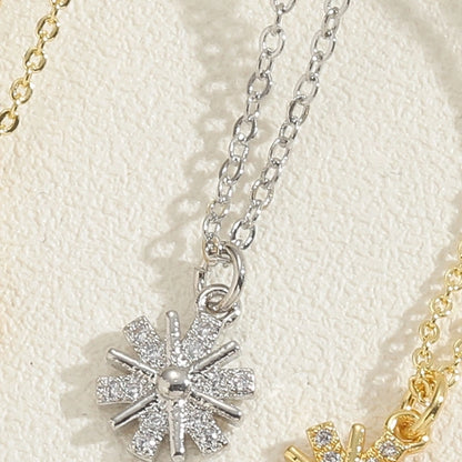 Cute Minimalist Beetles Bee Snowflake Copper 14k Gold Plated White Gold Plated Zircon Pendant Necklace In Bulk