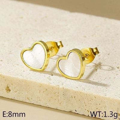 1 Pair Minimalist Heart Shape Titanium Steel Gold Plated Ear Studs