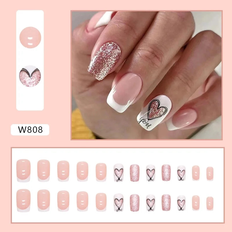 French Style Sweet Solid Color Cartoon Star Butterfly Plastic Nail Patches 1 Set