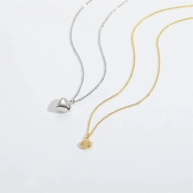 Copper 14K Gold Plated Star Heart Shape Pendant Necklace