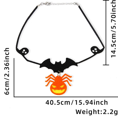 Halloween Minimalist Bat Skull Felt Cloth Holiday Daily Party Necklace