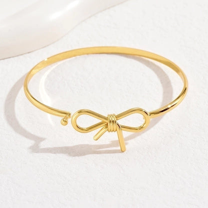 Minimalist Heart Shape Eye Copper Plating Artificial Pearls Zircon Bangle 1 Piece