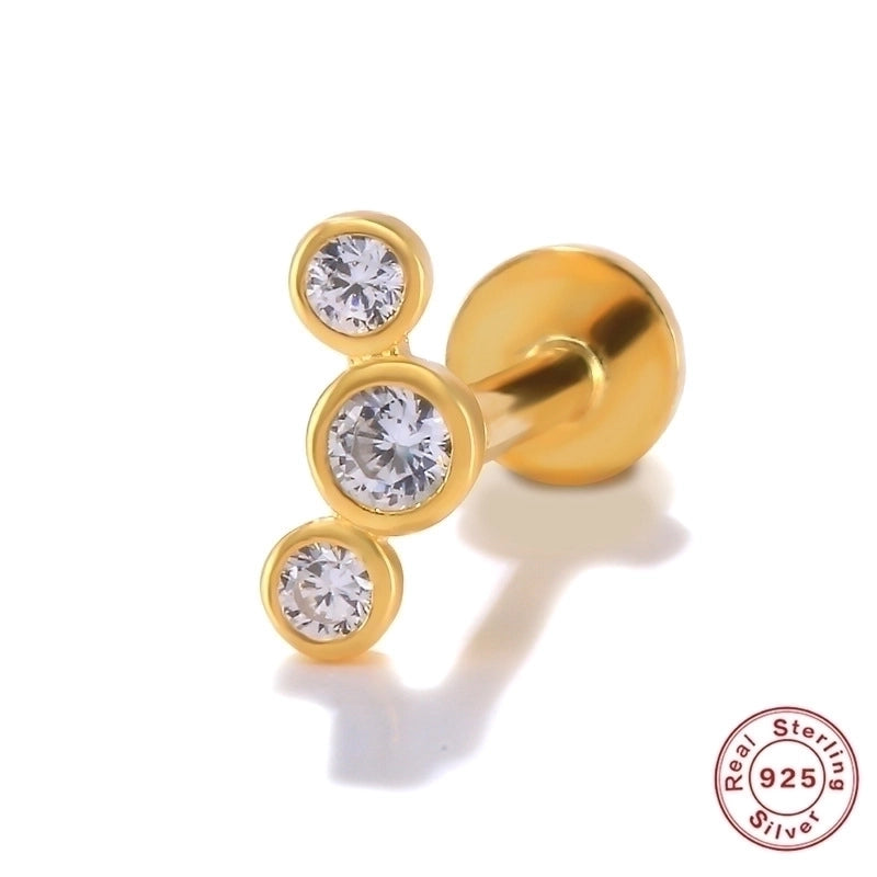 1 Piece Ear Cartilage Rings & Studs Minimalist Geometric 925 Sterling Silver Plating Inlay Zircon