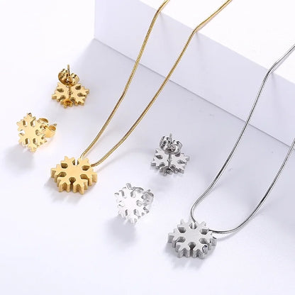 Casual Minimalist Snowflake 304 Stainless Steel 18K Gold Plated Jewelry Set