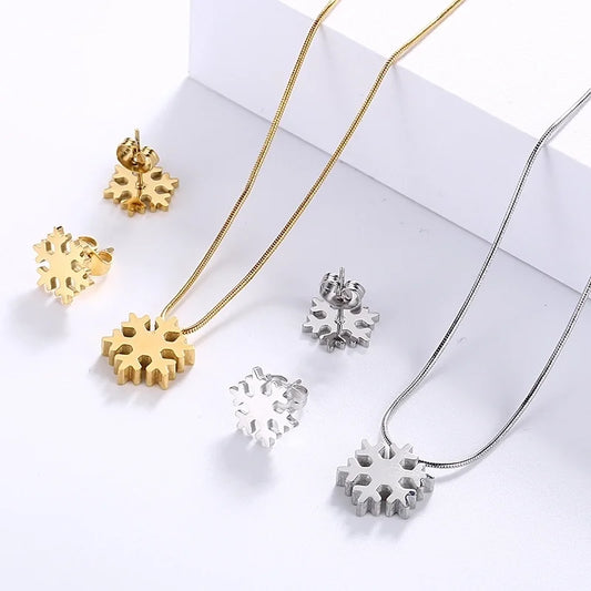 Casual Minimalist Snowflake 304 Stainless Steel 18K Gold Plated Jewelry Set