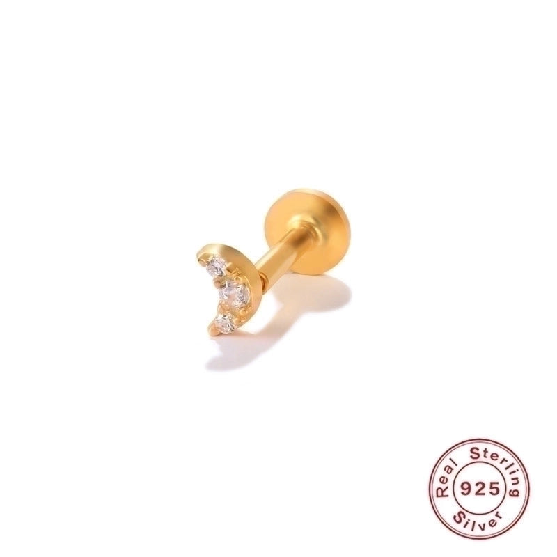 1 Piece Ear Cartilage Rings & Studs Fashion Solid Color 925 Sterling Silver Plating Inlay Zircon