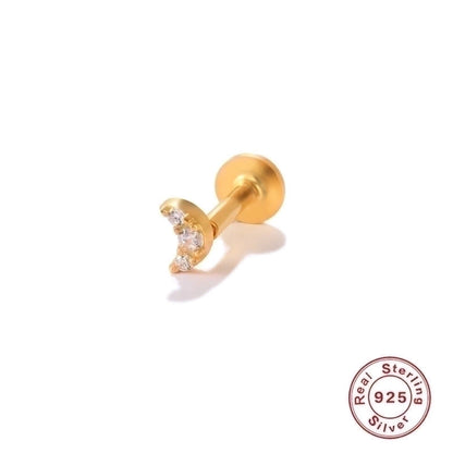 1 Piece Ear Cartilage Rings & Studs Fashion Solid Color 925 Sterling Silver Plating Inlay Zircon