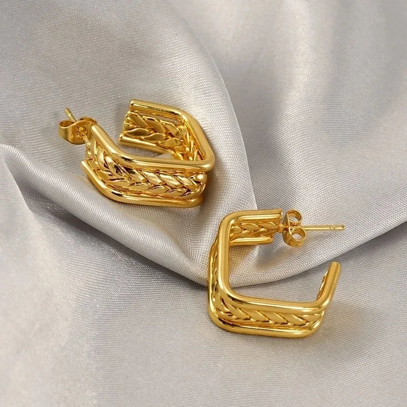 1 Pair Minimalist Classic Style Solid Color 304 Stainless Steel 18K Gold Plated Earrings Ear Studs