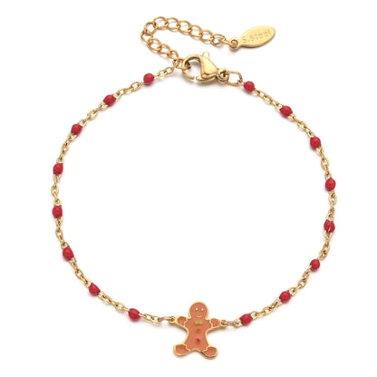 2 Pieces Cartoon Style Cute Gingerbread Stainless Steel Bracelets In Bulk Christmas
