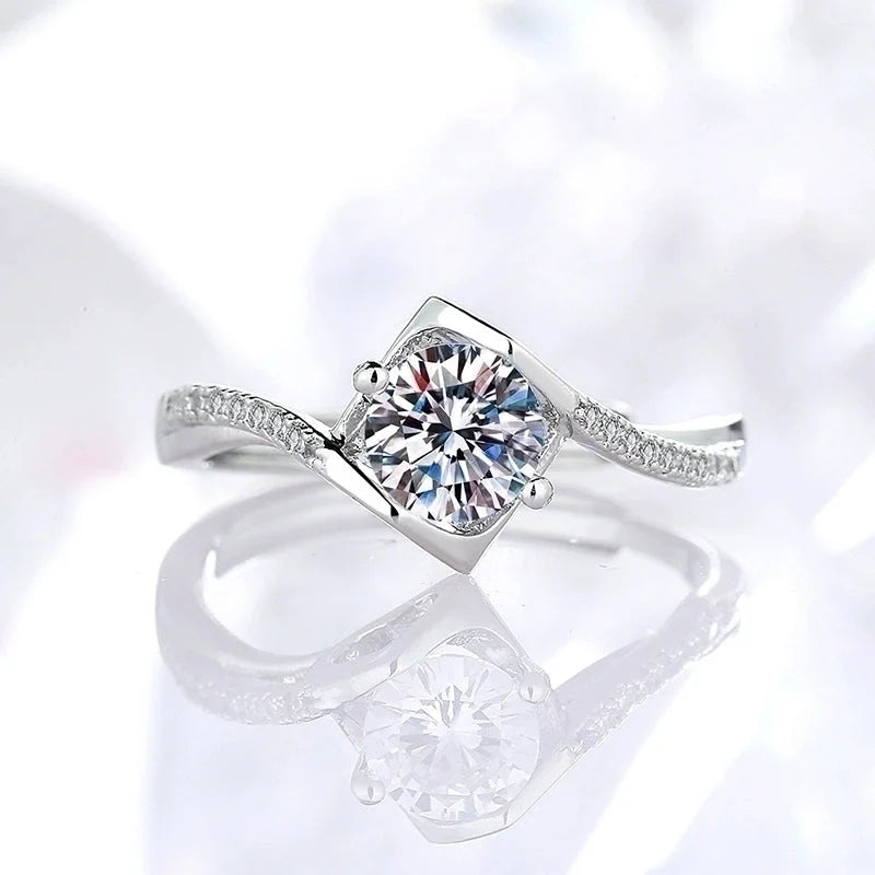 Luxurious Geometric Copper Plating Artificial Rhinestones Open Ring