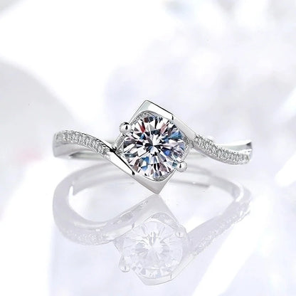 Luxurious Geometric Copper Plating Artificial Rhinestones Open Ring