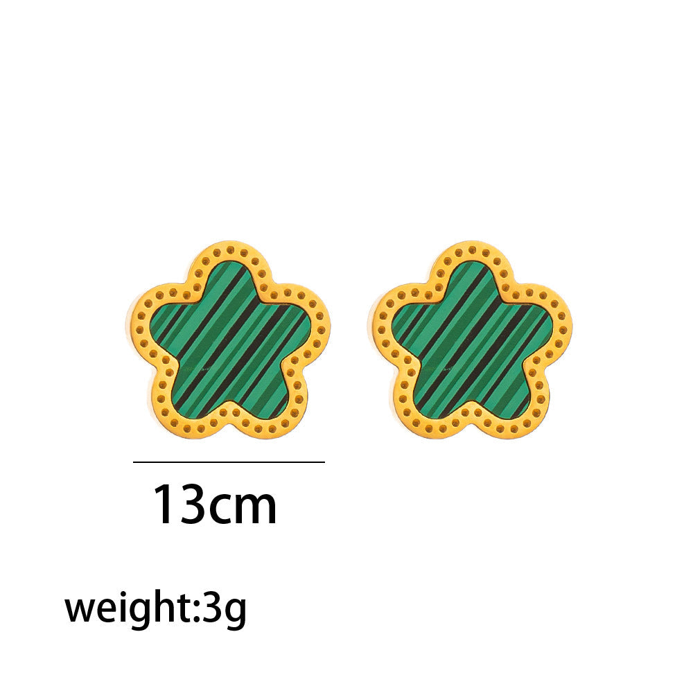 Fashion Flower Titanium Steel 18K Gold Plated Stud Earrings
