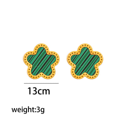Fashion Flower Titanium Steel 18K Gold Plated Stud Earrings