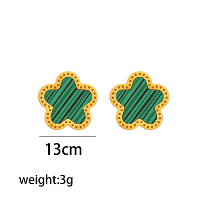 Fashion Flower Titanium Steel 18K Gold Plated Stud Earrings