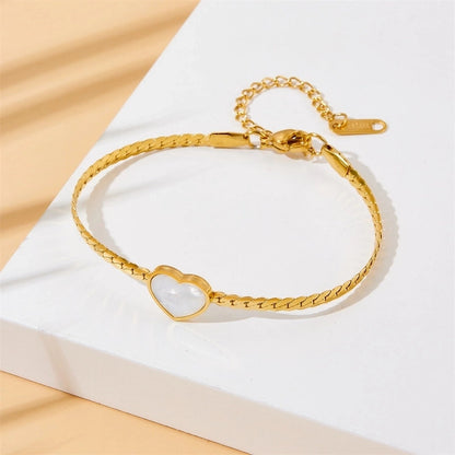 Minimalist Classic Style Heart Shape 304 Stainless Steel Stainless Steel Bracelets In Bulk