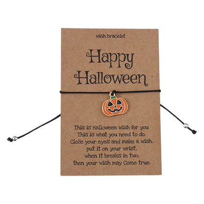 Halloween Pumpkin Ghost Skull Woven Bracelet Personalized Exaggerated Adjustable Hand Rope For Men And Women