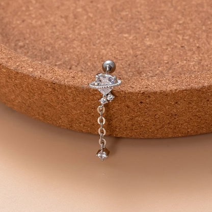 1 Piece Ear Cartilage Rings & Studs Sweet Water Droplets Heart Shape Copper Plating Inlay Zircon