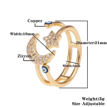 Fashion Enamel Drip Oil Evil Eye Retro Copper Tail Ring