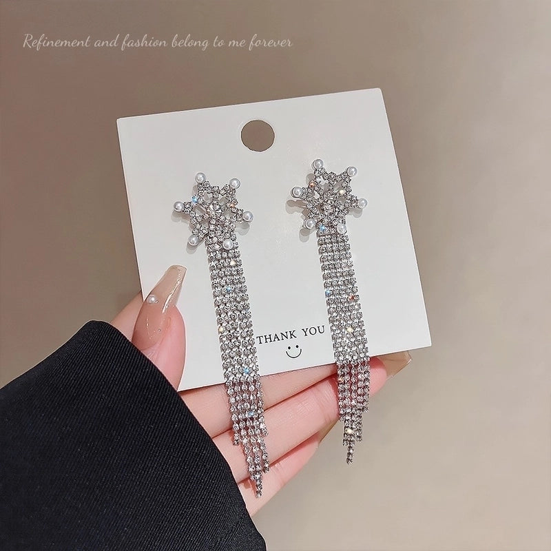 1 Pair Glam Geometric Plating Inlay Alloy Artificial Pearls Rhinestones Drop Earrings